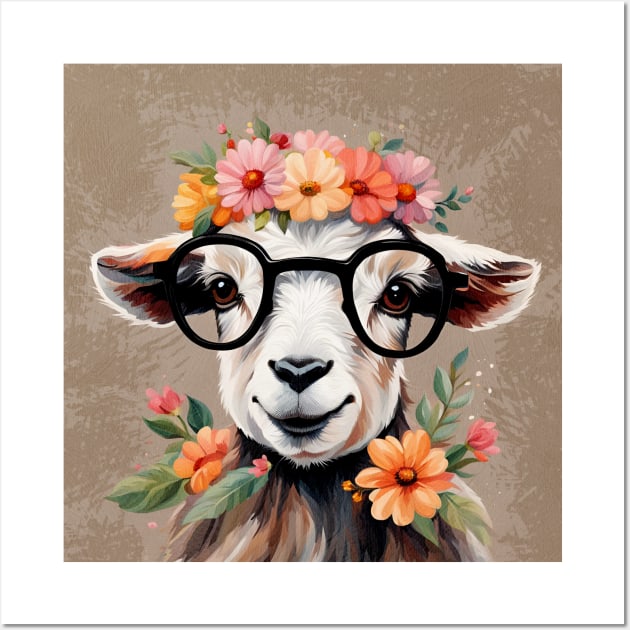 Funny Princess Baby Goat Wearing Glasses Wall Art by LittleBean